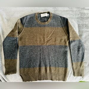 Pringle 100%lambwool Men's Striped Gray and Brown Sweater Small